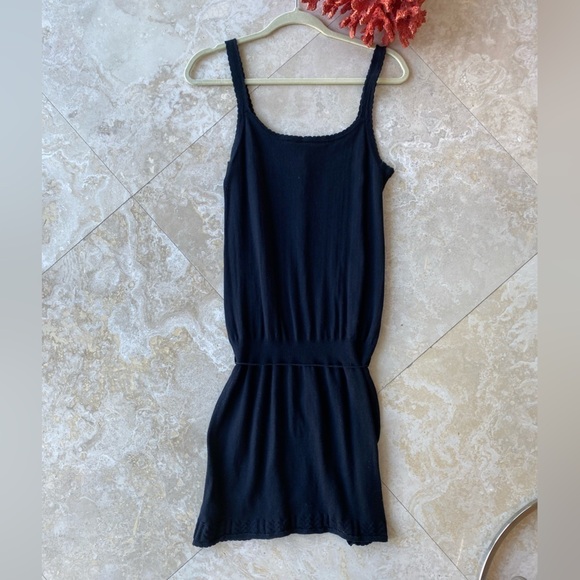 Charlotte Tarantola Black Knit Spaghetti Strap Dress w/ buttons and waist tie M - Picture 8 of 8